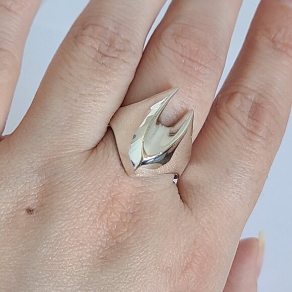 Vintage Unique Chunky Sterling Silver Avant Garde Ring 8 - Picture 7 of 10